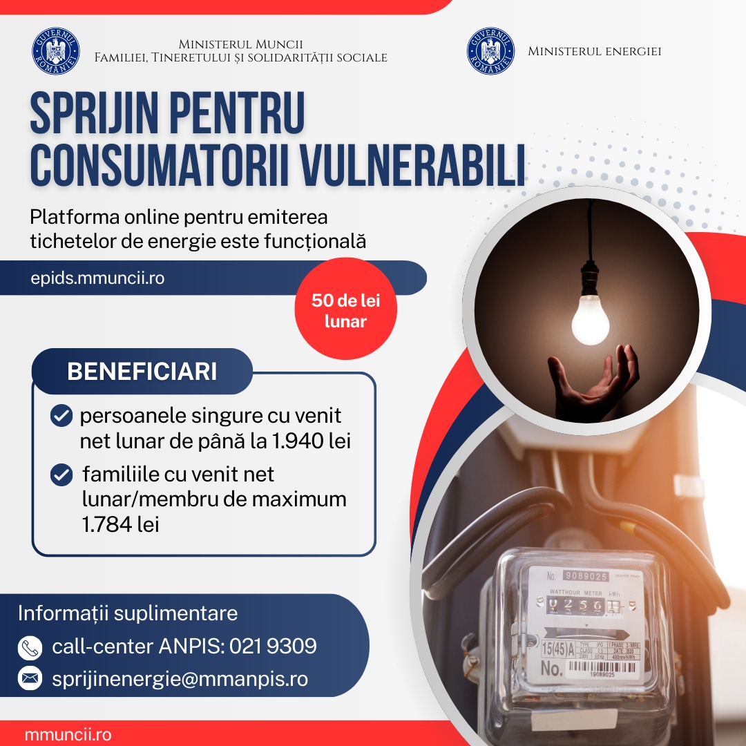 Platforma electronică EPIDS pentru acordarea tichetului de energie este functională