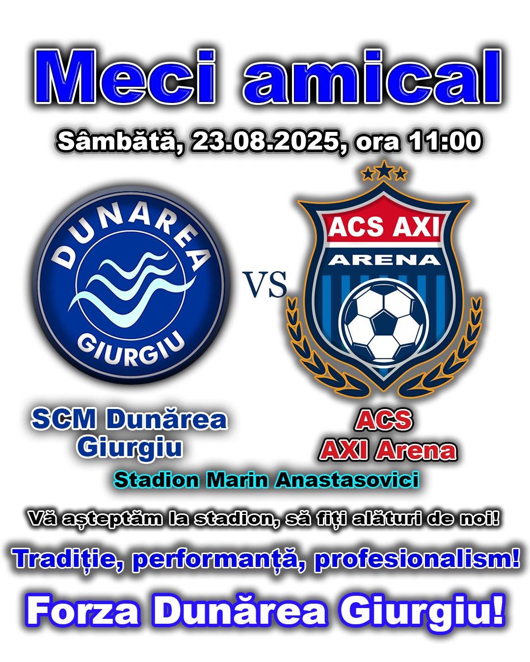 Meci amical între Dunărea Giurgiu și Axi Arena, mâine de la ora 11.00