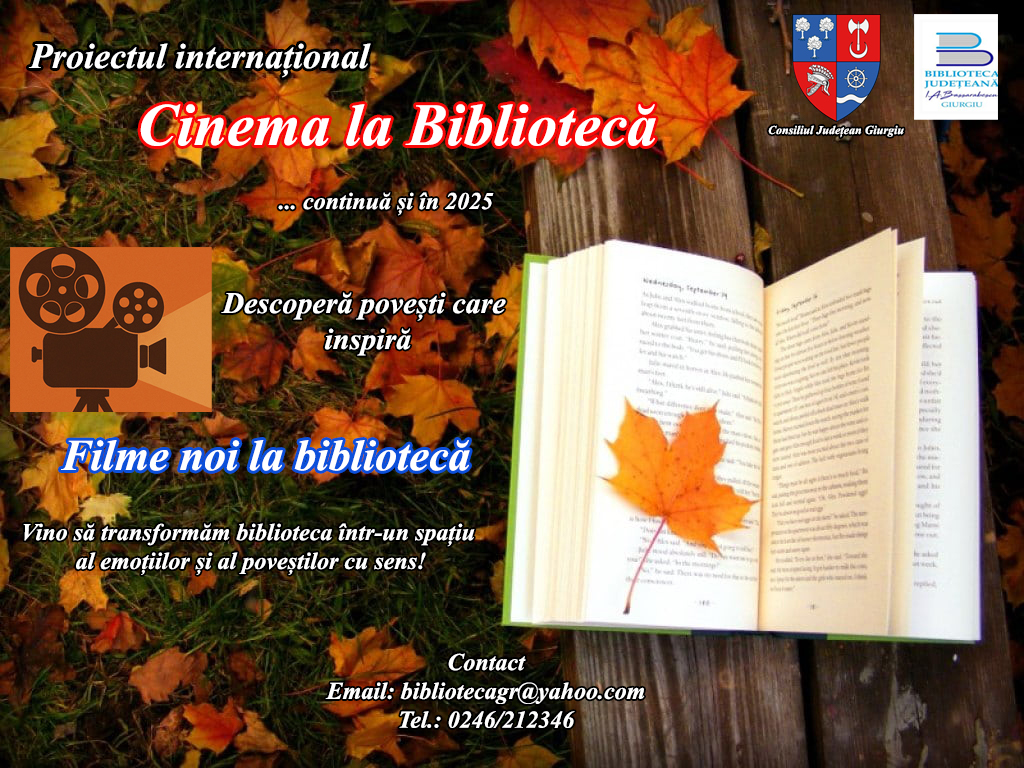 Cinema la Bibliotecă, proiect internațional, derulat gratuit în permanență la Biblioteca Județeană Giurgiu
