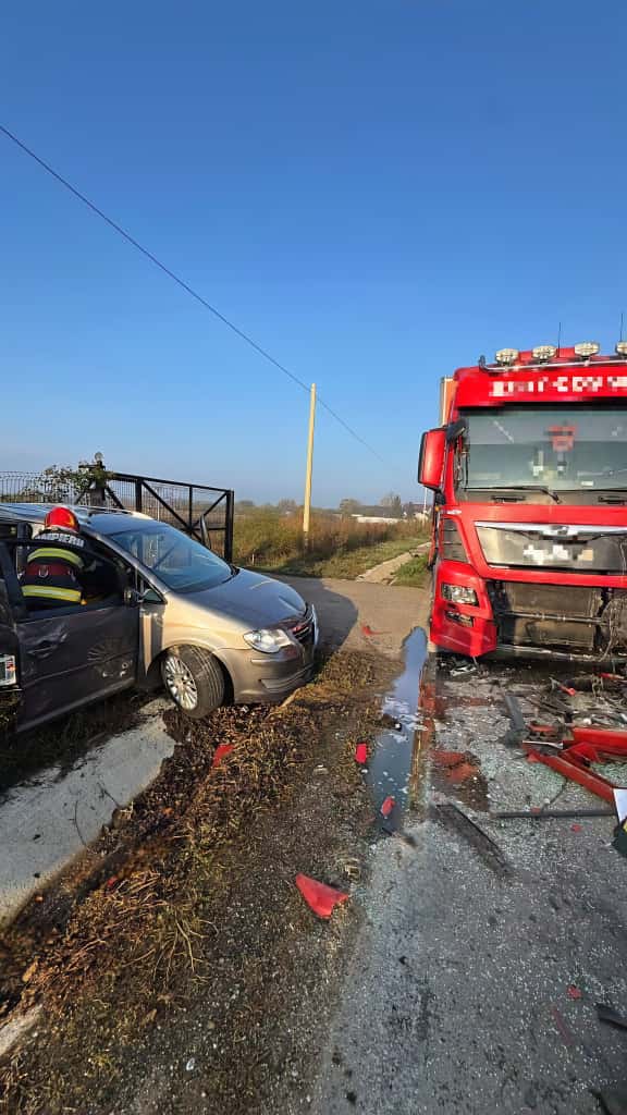 Accident rutier în această dimineață, pe DJ 412 A, în afara localității Popești