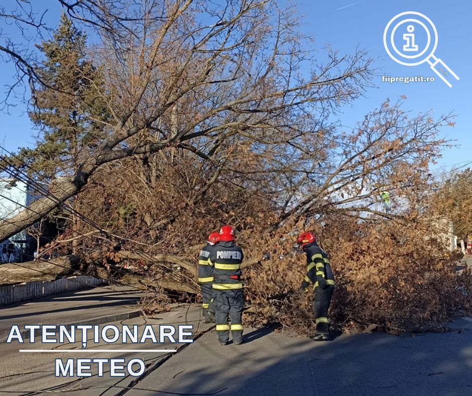 Meteorologii au emis o atenționare tip cod galben de vânt pentru localitățile Vedea, Găujani, Toporu și Gogoșari