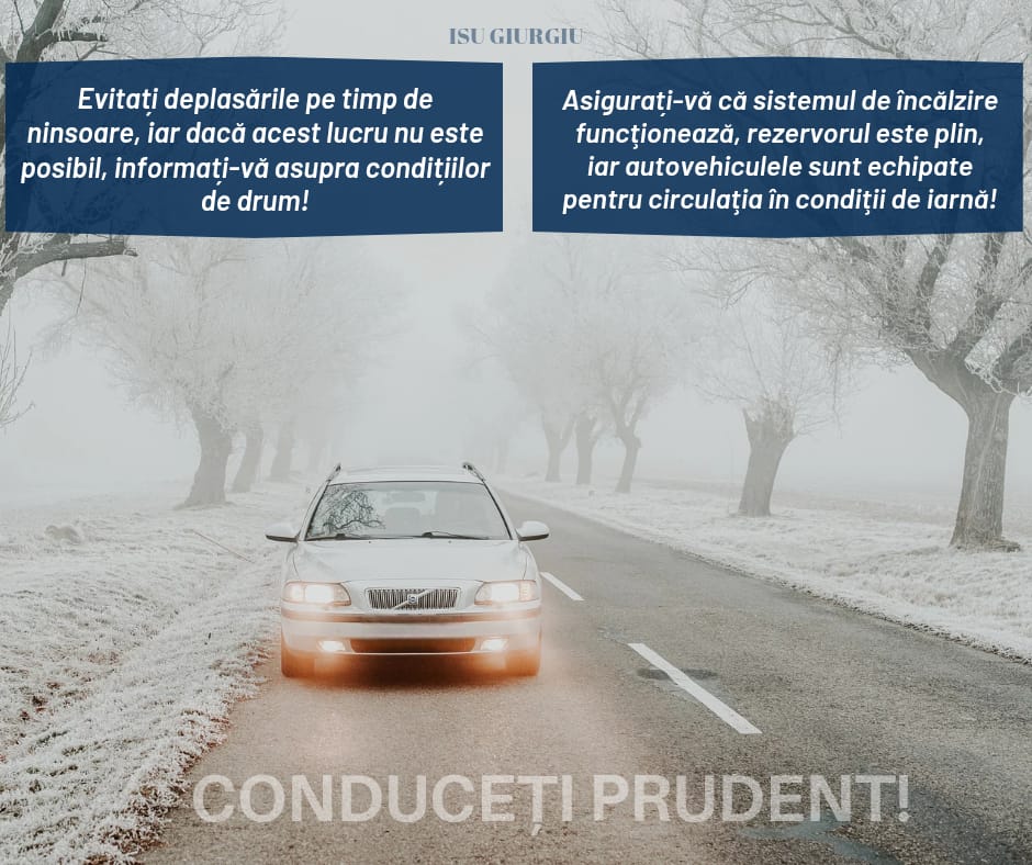Meteorologii au emis o atenționare tip cod galben de ninsoare viscolită și intensificări ale vântului valabilă în județul Giurgiu astăzi, până la ora 23.00