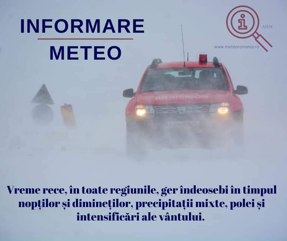 Meteorologii au emis o informare de ger, valabilă în județul Giurgiu de astăzi până marți dimineață