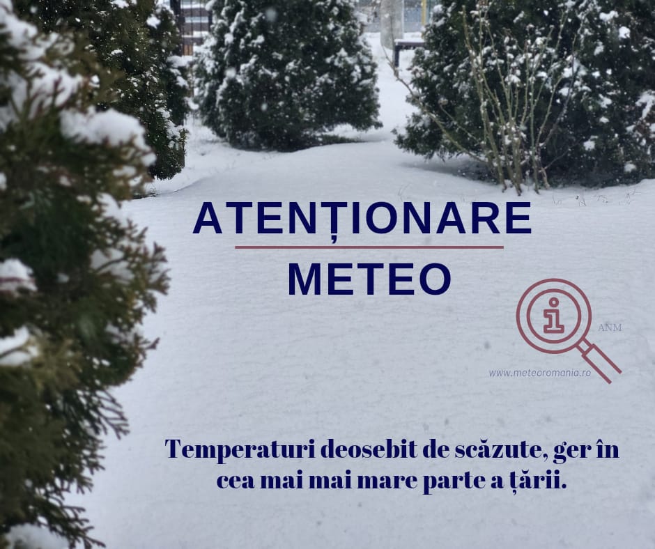 Meteorologii au emis un cod galben de ger, valabil în județul Giurgiu din această seară