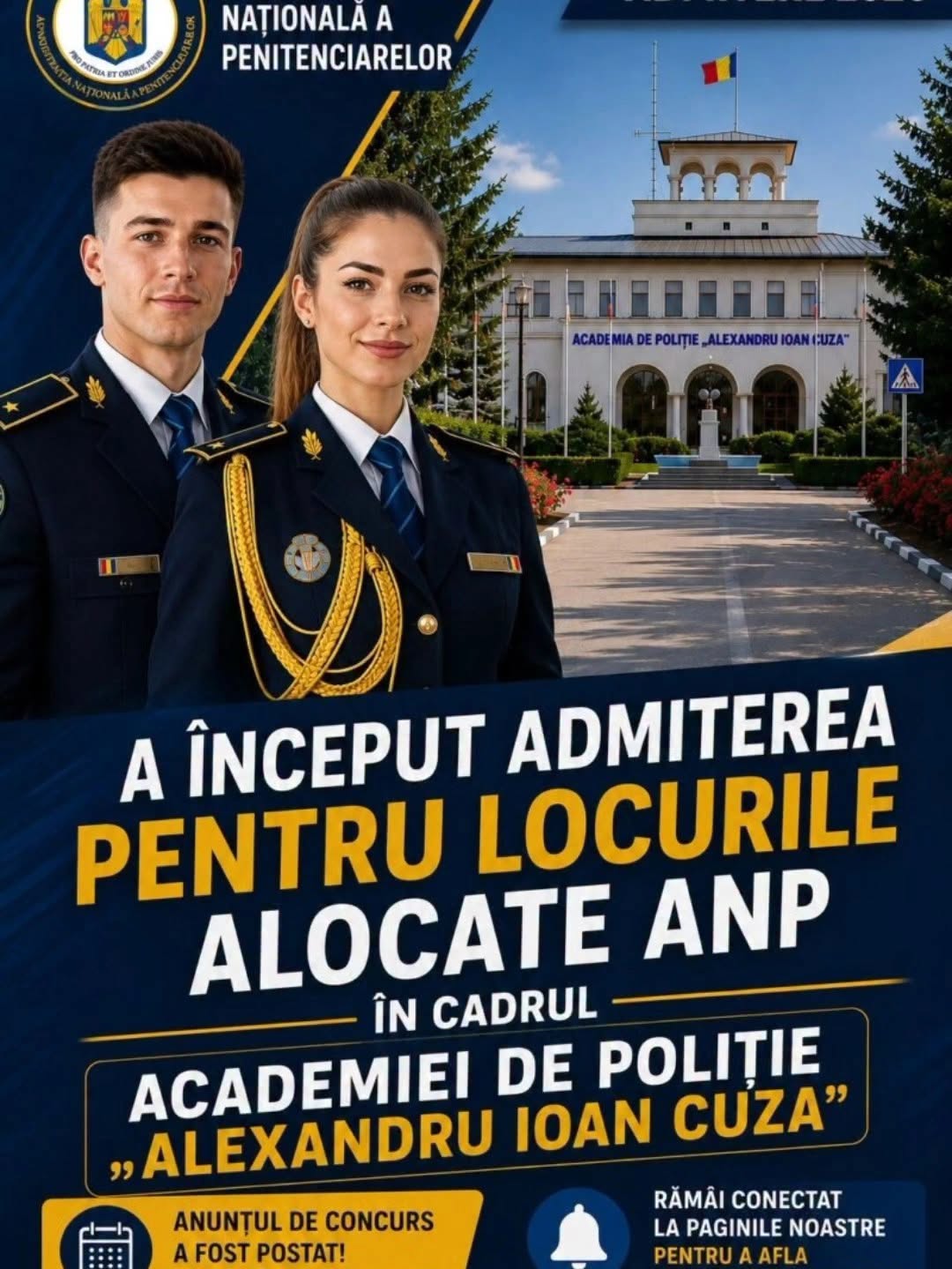 Au început înscrierile pentru admiterea la Academia de Poliție – specializarea Penitenciare!